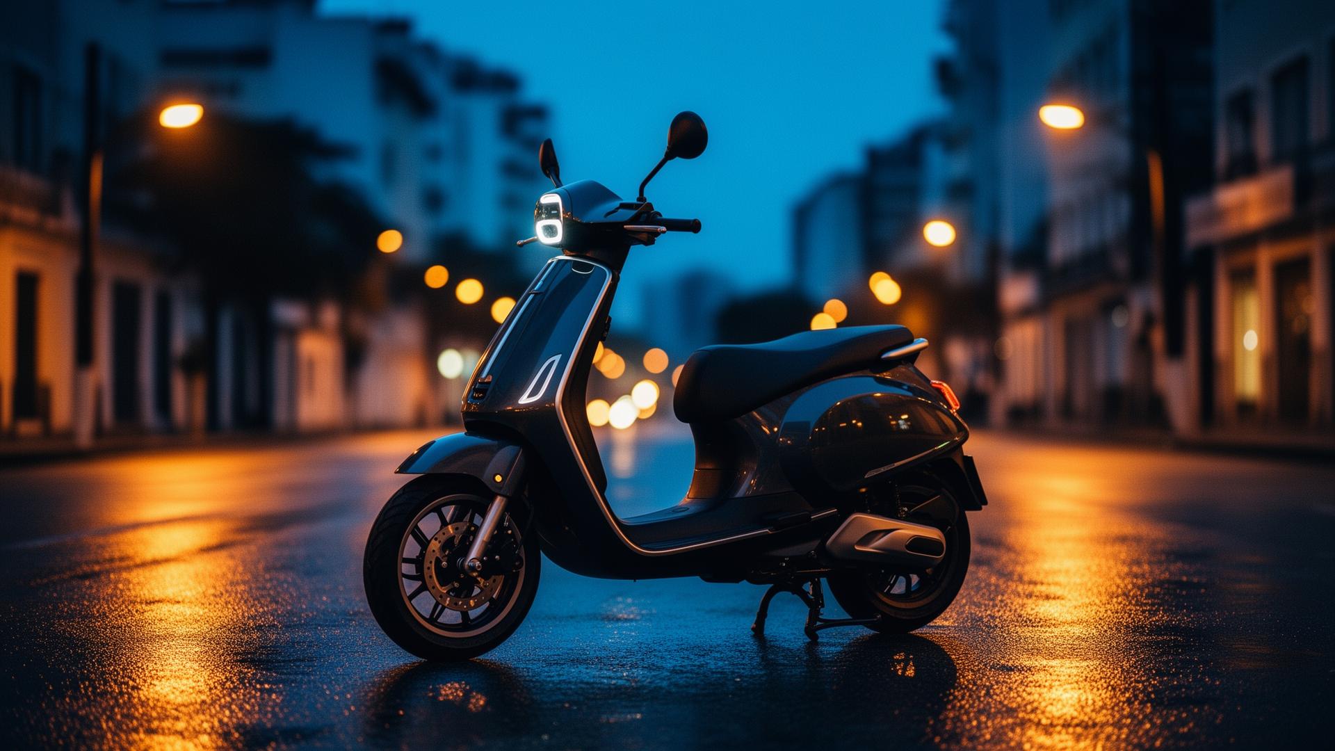 Scooter PISONI em rua urbana ao entardecer